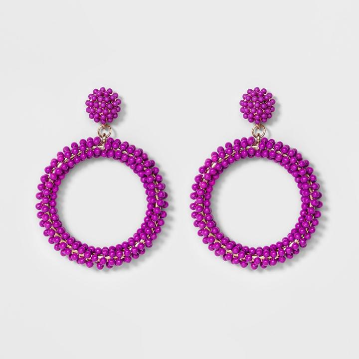 Sugarfix By Baublebar Beaded Hoop Earrings - Purple, Girl's