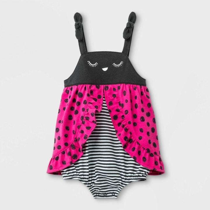 Baby Girls' Jersey Ladybug Romper - Cat & Jack Pink/black