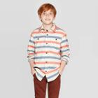 Boys' Long Sleeve Button-down Shirt - Cat & Jack Orange/white/blue L, Boy's,