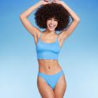 Women's Ribbed Longline Bralette Bikini Top - Wild Fable Blue X