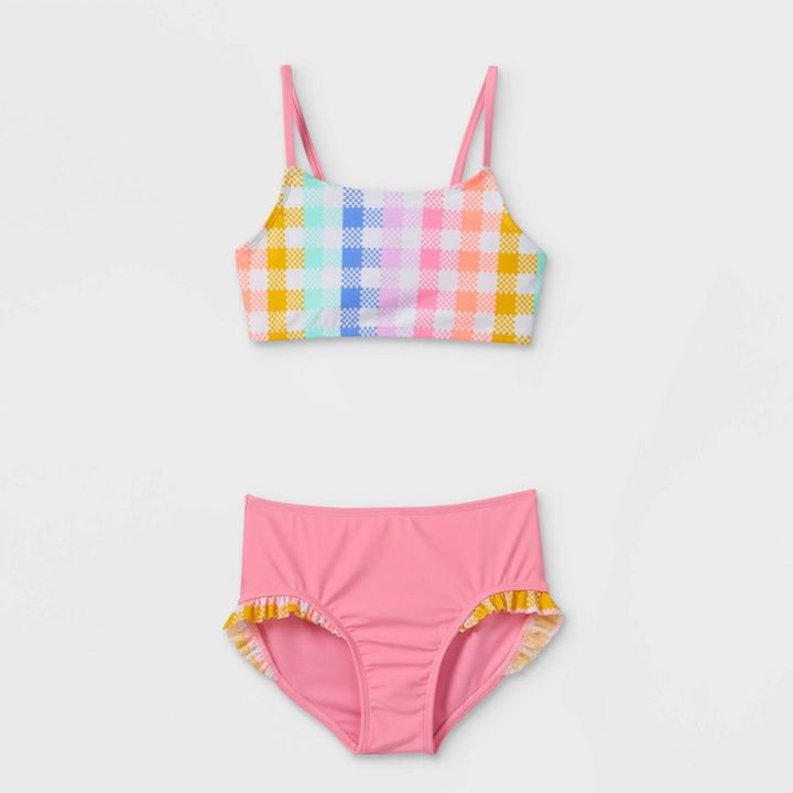 Girls' Rainbow Gingham Bikini Set - Cat & Jack Pink