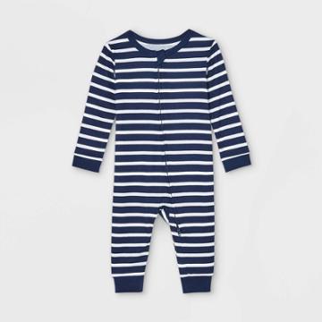 Ev Holiday Baby Striped 100% Cotton Matching Family Pajama Union Suit - Navy