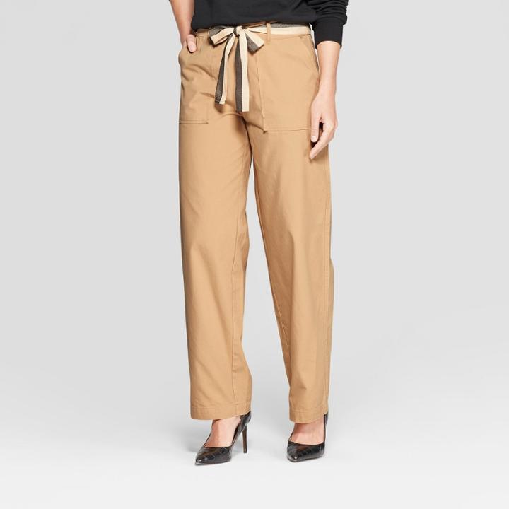 Women's Duo Front Pocket Straight Wide Leg Cargo Pants - Who What Wear Khaki