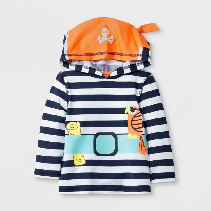 Baby Boys' Long Sleeve Pirate Hooded Rash Guard - Cat & Jack Navy 9m, Boy's, Blue