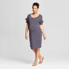 Maternity Knit Ruffle Sleeve T-shirt Dress - Isabel Maternity By Ingrid & Isabel Navy/pink Stripe L, Infant Girl's, Blue