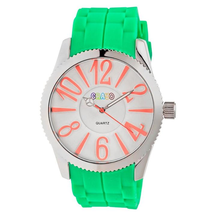 Women's Crayo Magnificent Silicone Strap Watch-lime,