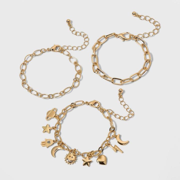 Girls' 3pk Charm Bracelet Set - Art Class