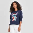 Disney Women's Santa Stitch Ugly Holiday Graphic Sweatshirt - Navy