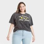 Fifth Sun Women's Plus Size Be Kind To Your Mind Short Sleeve Graphic T-shirt - Charcoal Gray