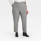 Women's Plus Size Plaid High-rise Slim Ankle Pants - A New Day Gray