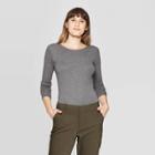 Women's Regular Fit Long Sleeve Crewneck T-shirt - A New Day Charcoal Heather