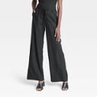 Women's High-rise Wide Leg Linen Pull-on Pants - A New Day Black