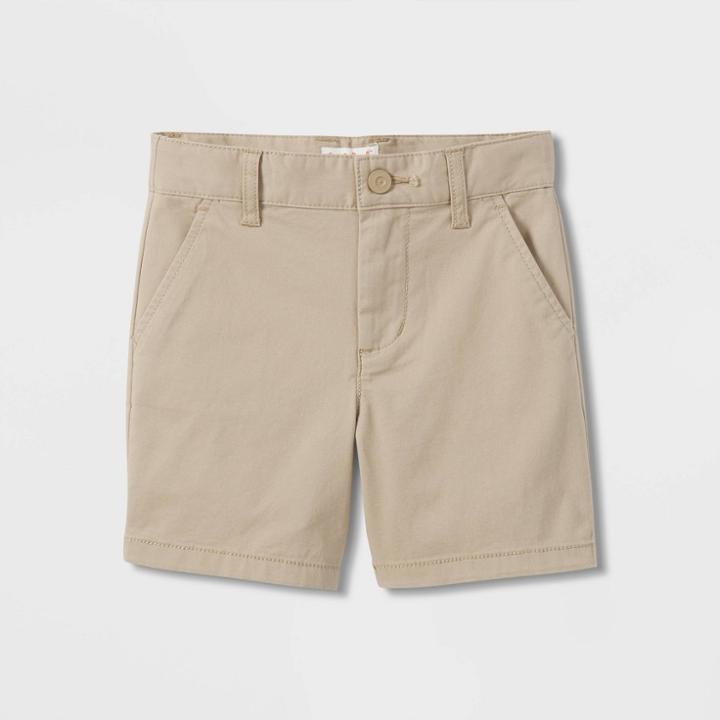 Toddler Boys' Stretch Flat Front Uniform Chino Shorts - Cat & Jack Dark Khaki
