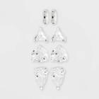 Sterling Silver Multi Shape Teardrop Cubic Zirconia Stud Earring Set 4pc - A New Day