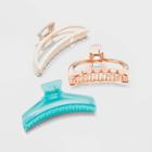 Claw Hair Clip 3pk - Wild Fable Gold/blue/white