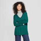 Women's V-neck Luxe Pullover Sweater - A New Day Green