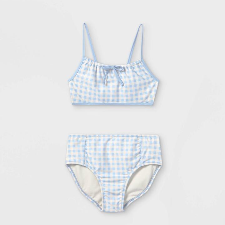Girls' Gingham High Waist 2pc Bikini Set - Cat & Jack Blue