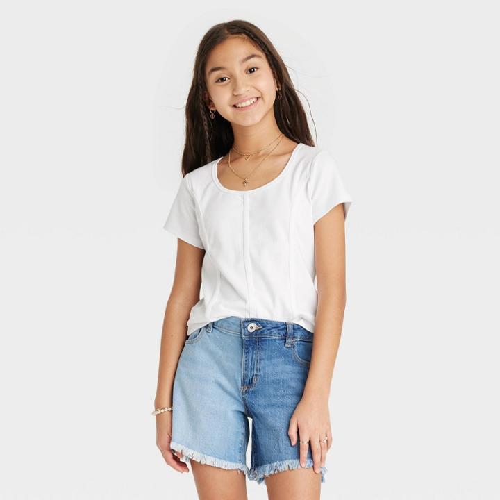 Girls' Seamed T-shirt - Art Class White