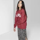Women's Long Sleeve Oversized Crewneck Sweatshirt With London Graphic - Wild Fable Burgundy
