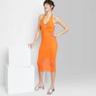 Women's Sleeveless Cut Out Embroidered Mesh Dress - Wild Fable Orange