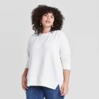 Women's Plus Size Crewneck Essential Sweatshirt - Ava & Viv White X
