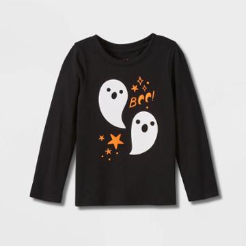 Toddler Girls' Ghost Long Sleeve Graphic T-shirt - Cat & Jack Black