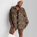 Women's Plus Size Cozy Shacket - Wild Fable Brown Leopard Print