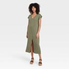 Women's Short Sleeve V-neck Knit Dress - Universal Thread Green