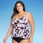 Women's Plus Size Scoop Neck Adjustable Tankini Top - Kona Sol Burgundy
