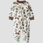 Baby Boys' Organic Cotton Pine Cone Sleep N' Play - Little Planet By Carter's White/brown
