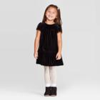 Petitetoddler Girls' Short Sleeve Velour Dress - Cat & Jack Black 12m, Toddler Girl's
