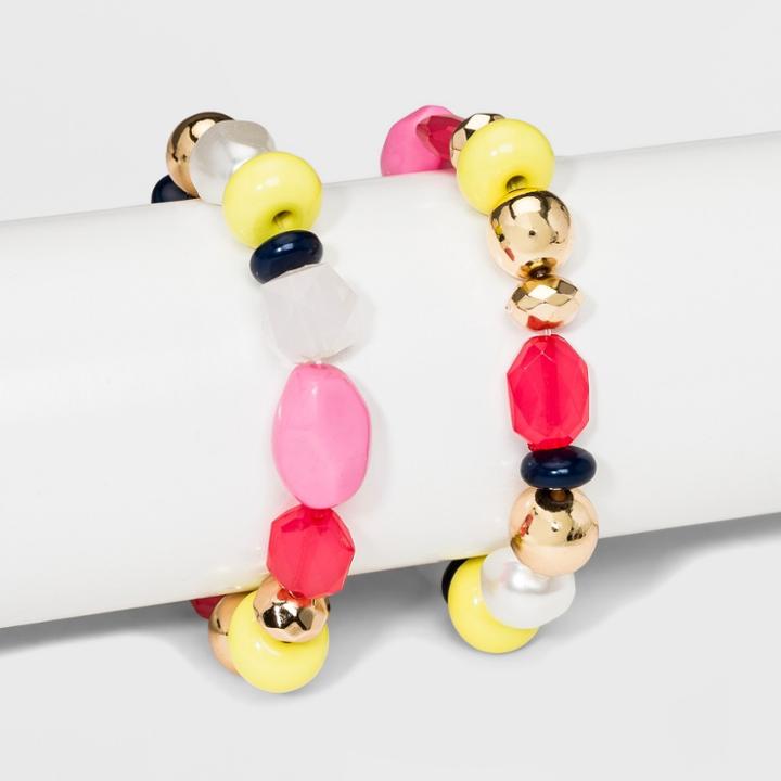 Sugarfix By Baublebar Colorful Mixed Media Bracelet Set, Women's, Multicolor Rainbow