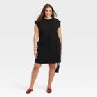 Women's Plus Size Sleeveless Extended Shoulder A-line Dress - A New Day Black