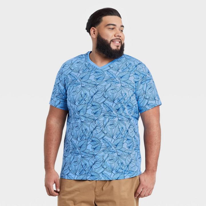Men's Tall Regular Fit Short Sleeve V-neck T-shirt - Goodfellow & Co Blue