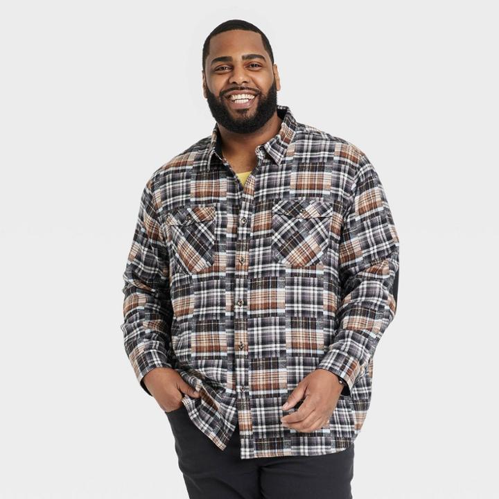 Men's Big & Tall Heavyweight Flannel Button-down Shirt - Goodfellow & Co Cream