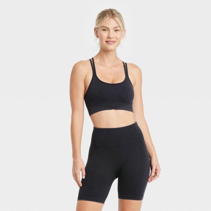 Women's Ribbed Seamless Bra - Joylab Black