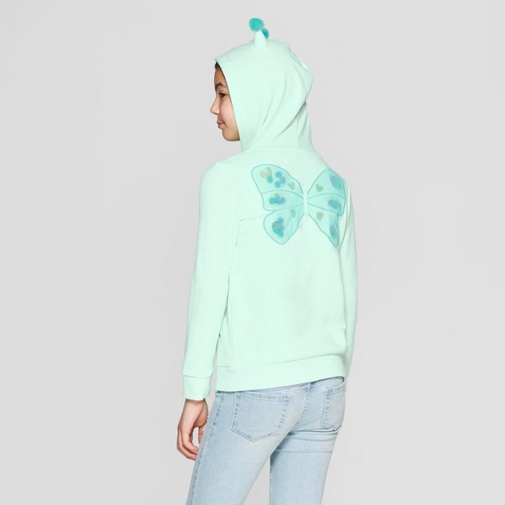 Girls' Butterfly Print Hoodie - Cat & Jack Green