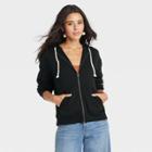 Women's Fleece Zip-up Hooded Sweatshirt - Universal Thread Black