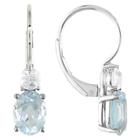Target Blue Topaz And Created White Sapphire Leverback Earrings In Sterling Silver - Blue/white, Women's