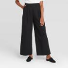 Women's Mid-rise Ankle Length Flannel Wide Leg Trousers - Prologue Black