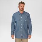 Dickies Men's Relaxed Fit Chambray Long Sleeve Shirt- Blue Chambray