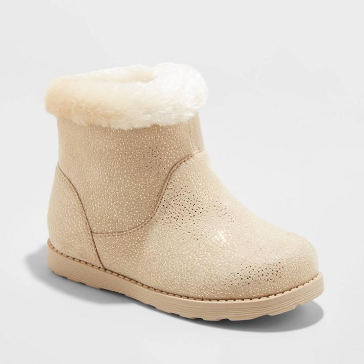 Toddler Girls' Alani Faux Fur Shearling Boots - Cat & Jack Tan