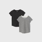 Girls' 2pk Short Sleeve Sparkle & Stripe T-shirt - Cat & Jack Black/white