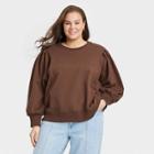 Women's Plus Size Fleece Sweatshirt - A New Day Brown