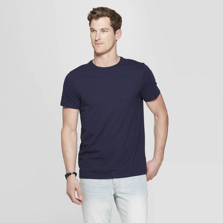 Men's Regular Fit Short Sleeve Lyndale Crew T-shirt - Goodfellow & Co Xavier Navy
