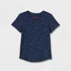 Toddler Boys' Striped Henley Short Sleeve T-shirt - Cat & Jack Navy
