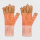 Women's Rib Color Block Glove - A New Day Coral/brown