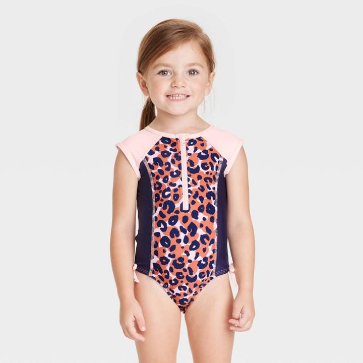 Toddler Girls' Leopard Print Sleeveless One Piece Swimsuit - Cat & Jack