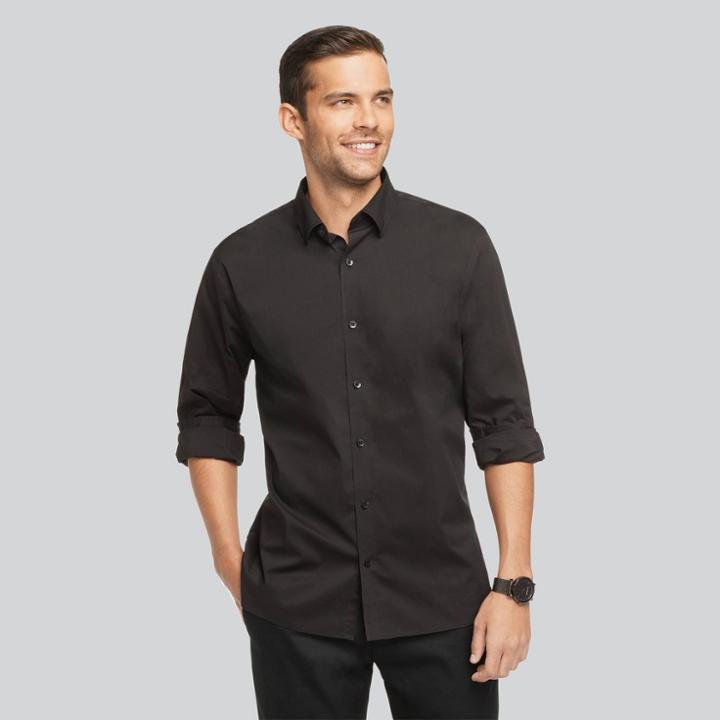 Van Heusen Men's Classic Fit Long Sleeve Button-down Shirt - Black