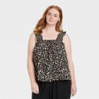 Women's Plus Size Ruffle Tank Top - Who What Wear Heather Cream Leopard Print